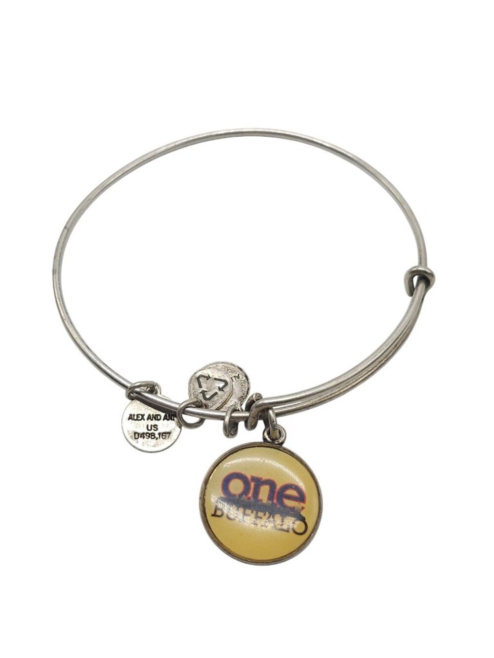 Alex And Ani One Buffalo Bills Charm Bangle Bracelet Silver Tone Expandable 2015